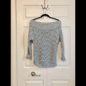 EXPRESS Marled Off the Shoulder Ribbed Sweater